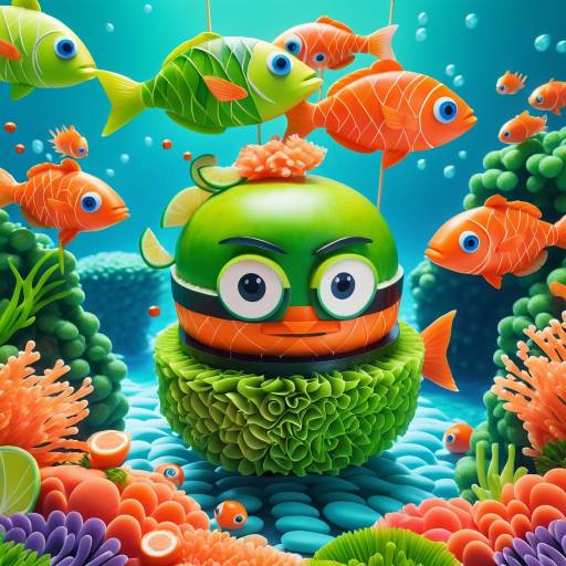 Whimsical Sushi Character Underwater Delight