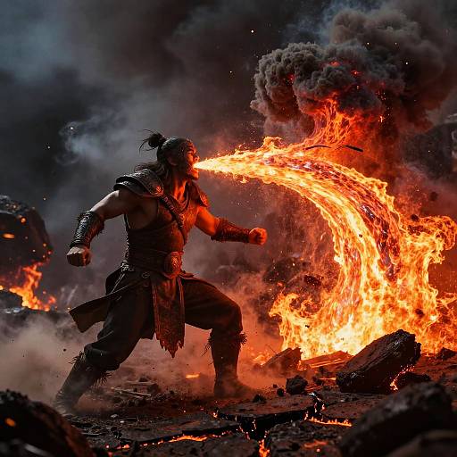 Lava Breathing Warrior in Battle