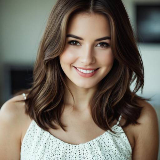 Smiling Woman in Short White Dress
