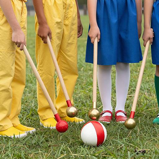 Colorful Outdoor Gathering with Mallets