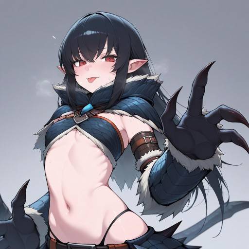 Black-Haired Monster Hunter Character Art