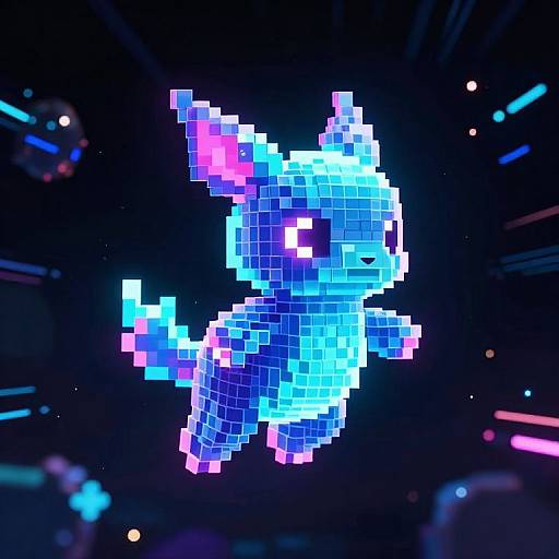 Neon Pixelpet in Cyberspace