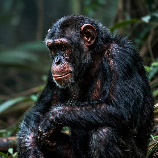 Cinematic Portrait of a Mourning Chimpanzee