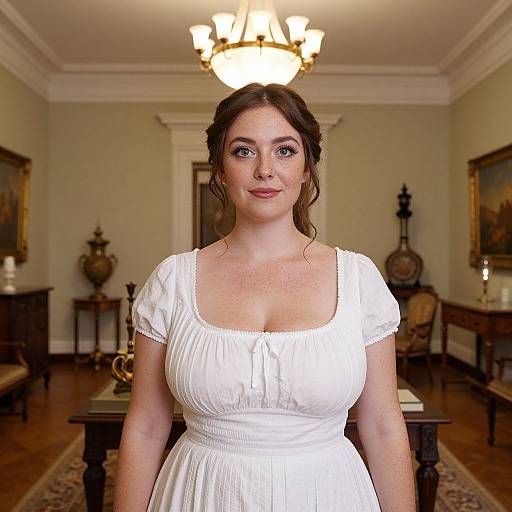 Freckled Woman in Vintage Fantasy Dress