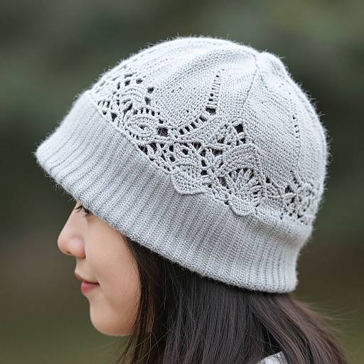 Elegant Lace Leaf Knit Slouch Hat