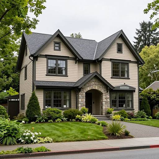Elegant Two-Story Manor with Stone Arch