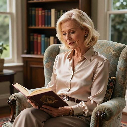 Elegant Middle-Aged Woman Reading Portrait