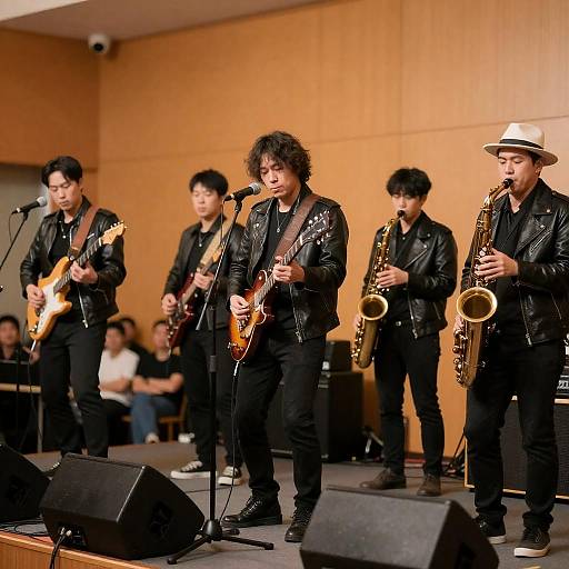 Leather-Jacket Band on Orange Stage