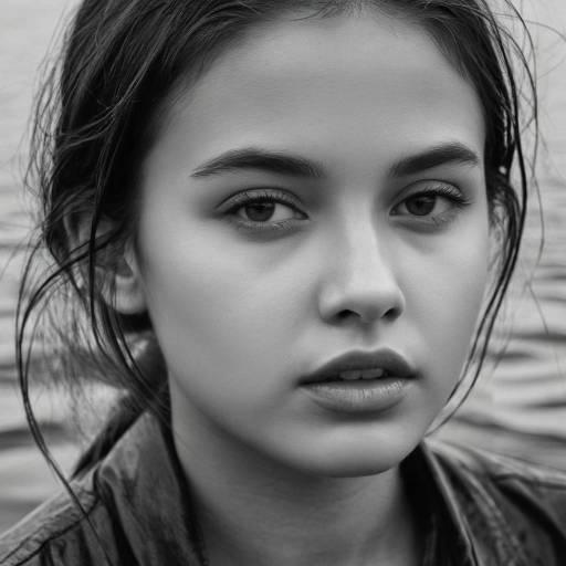 Realistic Monochrome Portrait of a Girl