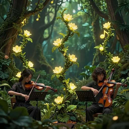 Symphonic Jungle with Glowing Vines