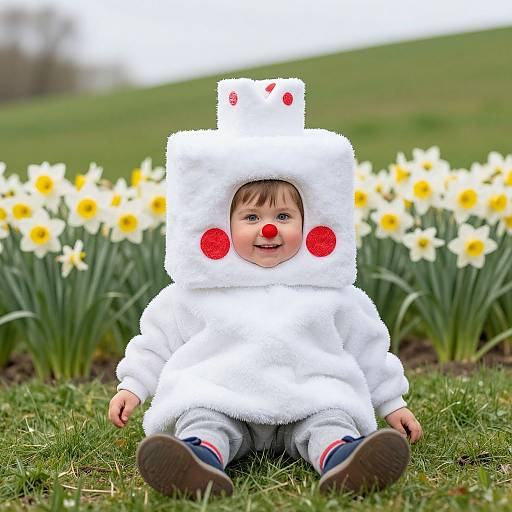 Cheerful Marshmallow Boy on Spring Hill