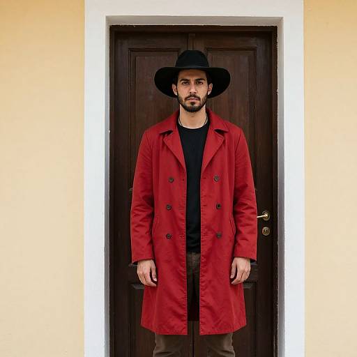 Man in Red Coat by Doorway