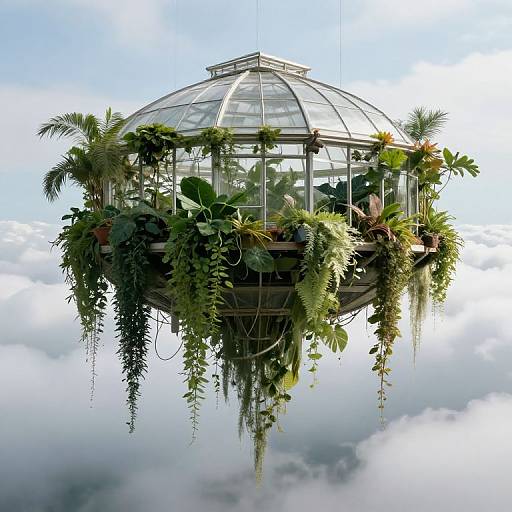 Floating Suspended Greenhouse Above Clouds