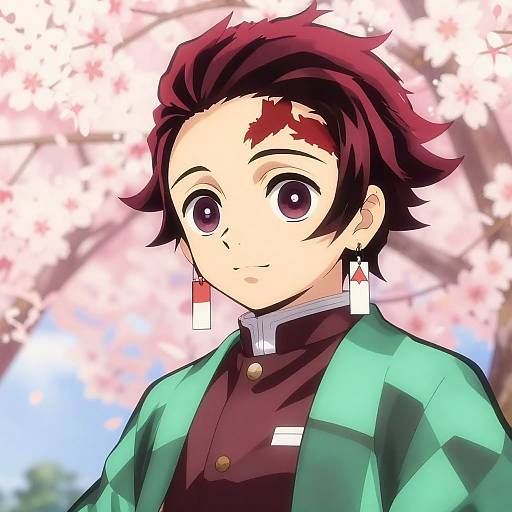Tanjiro Amid Cherry Blossoms