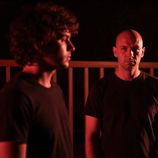 Dramatic Red Lighting Portrait of Two Men