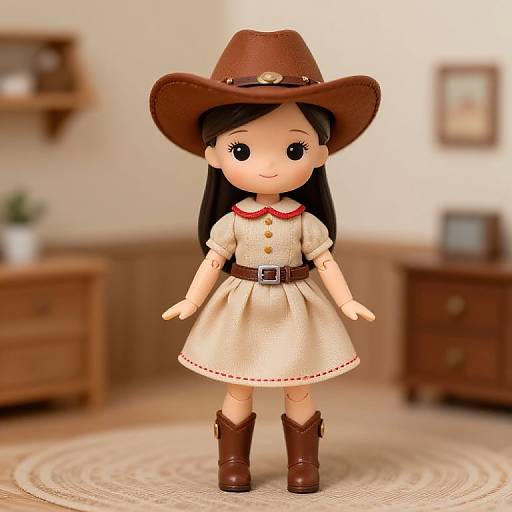 Cowboy Doll in Beige Dress