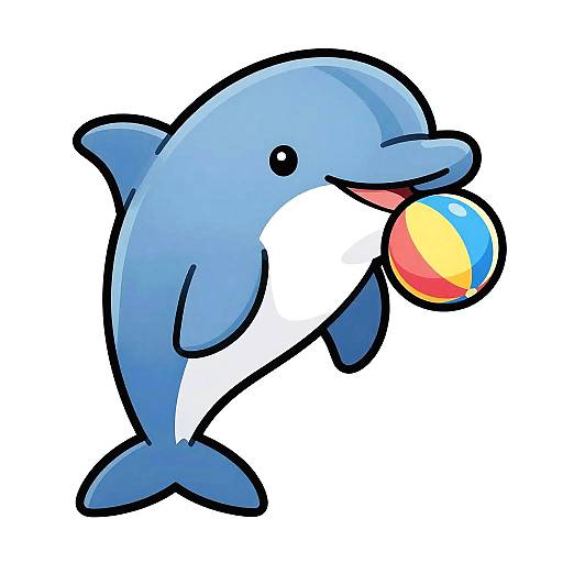 Cartoon Dolphin with Toy Ball