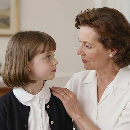 Tender Mother-Daughter Moment in Vintage Style
