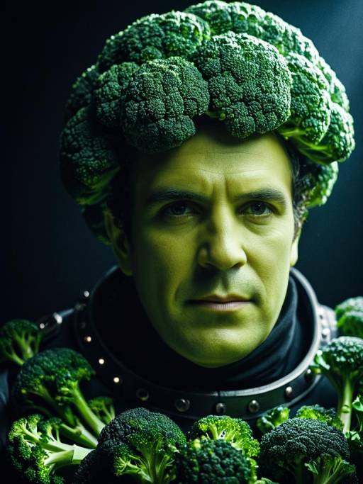 Cinematic Headshot of Broccoli Costume Man