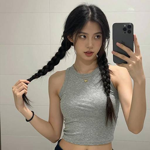 Mirror Selfie of a Confident Young Woman