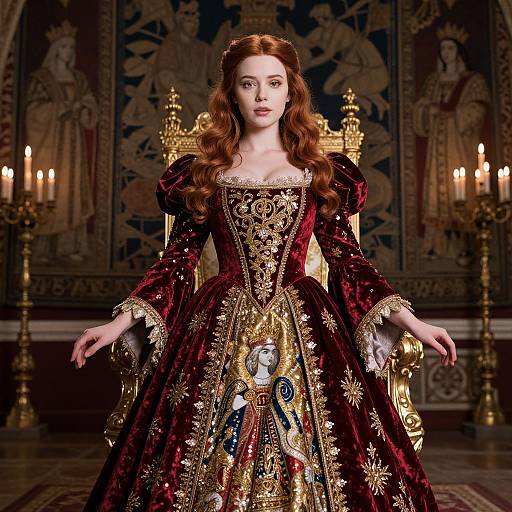 Elegant Queen in Royal Velvet Gown