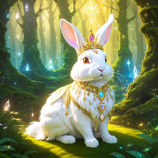 Regal Rabbit in Enchanted Forest Art Regal Rabbit in Enchanted Forest Art