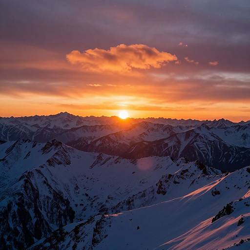 Fiery Dawn Over Snow-Capped Peaks