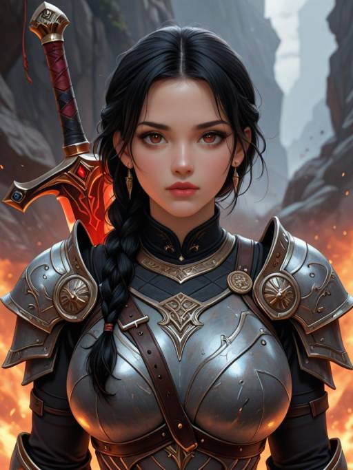 Scarred Warrior Girl in Armor
