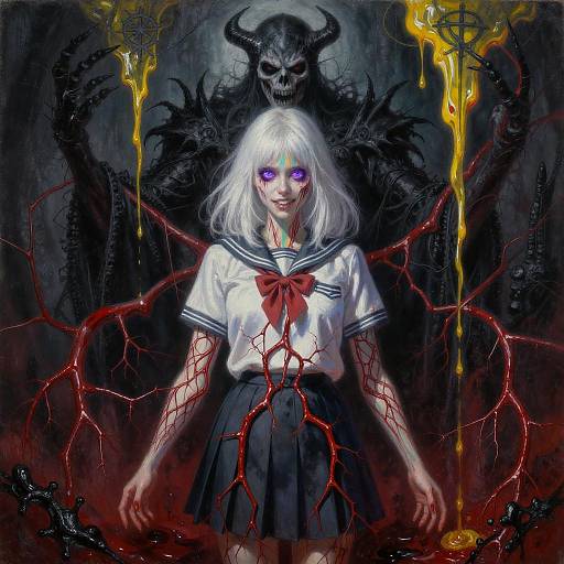 Surreal Gothic Girl with Demonic Shadow