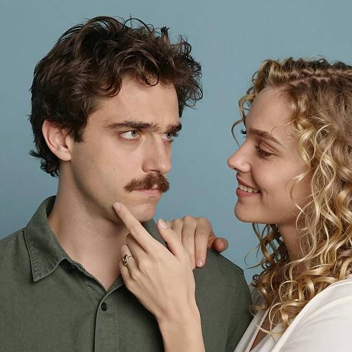 Intimate Close-Up of Couple Interaction