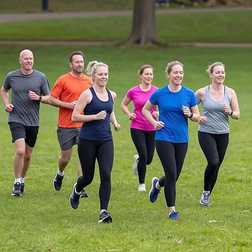 Energetic Group Running at Bootcamp