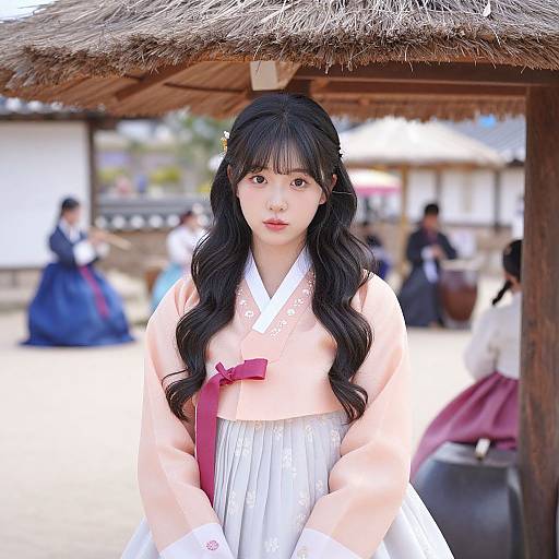 Young Korean Woman in Traditional Hanbok