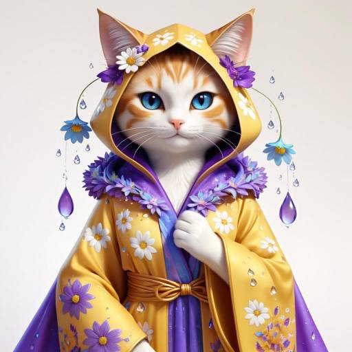 Feline Humanoid in Floral Robes Feline Humanoid in Floral Robes