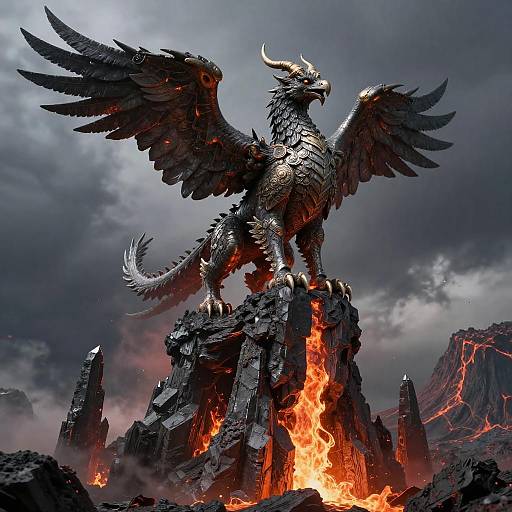 Majestic Volcanic Gryphon Warlord in Obsidian