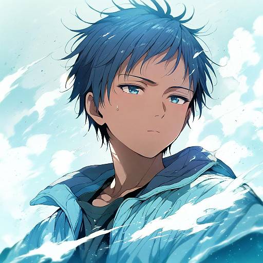 Illustration of Aomine daiki, kuroko no basuke in the style of Gomennasai