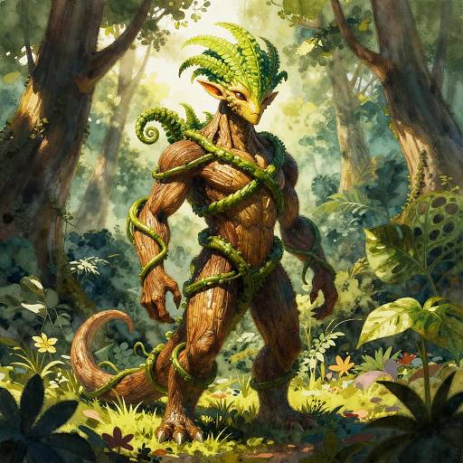 Sunlit Plant-Based Humanoid in Glen