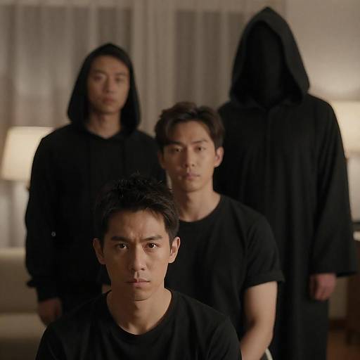 Mysterious Men in a Dimly Lit Room