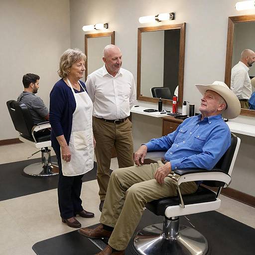 Relaxed Barbershop Scene with Customers