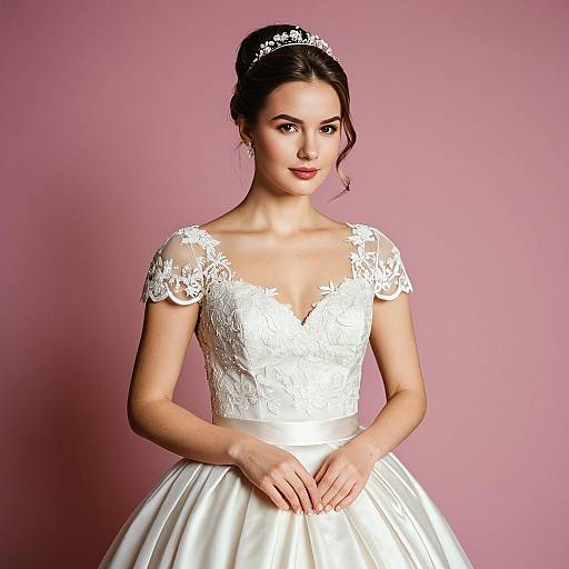 Elegant Bride in White Wedding Dress