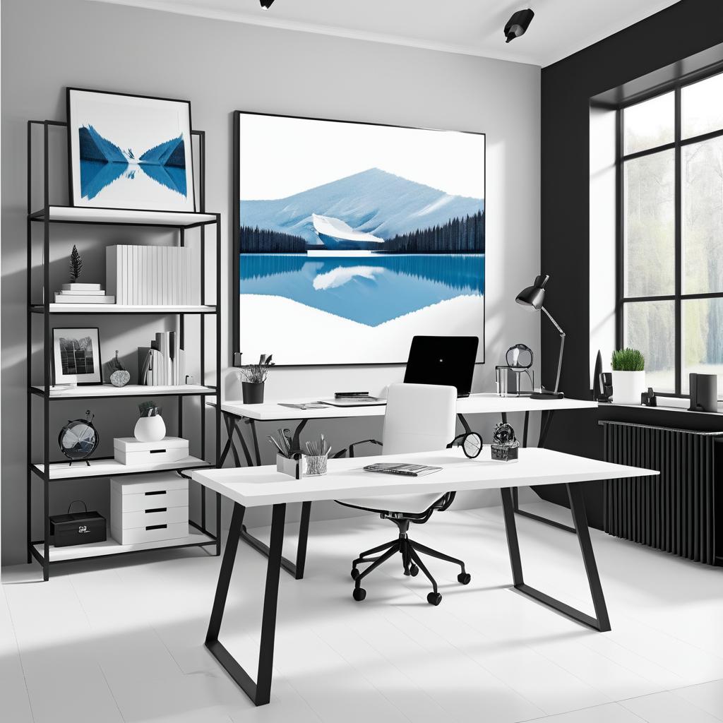 Chic Monochrome Home Office Design