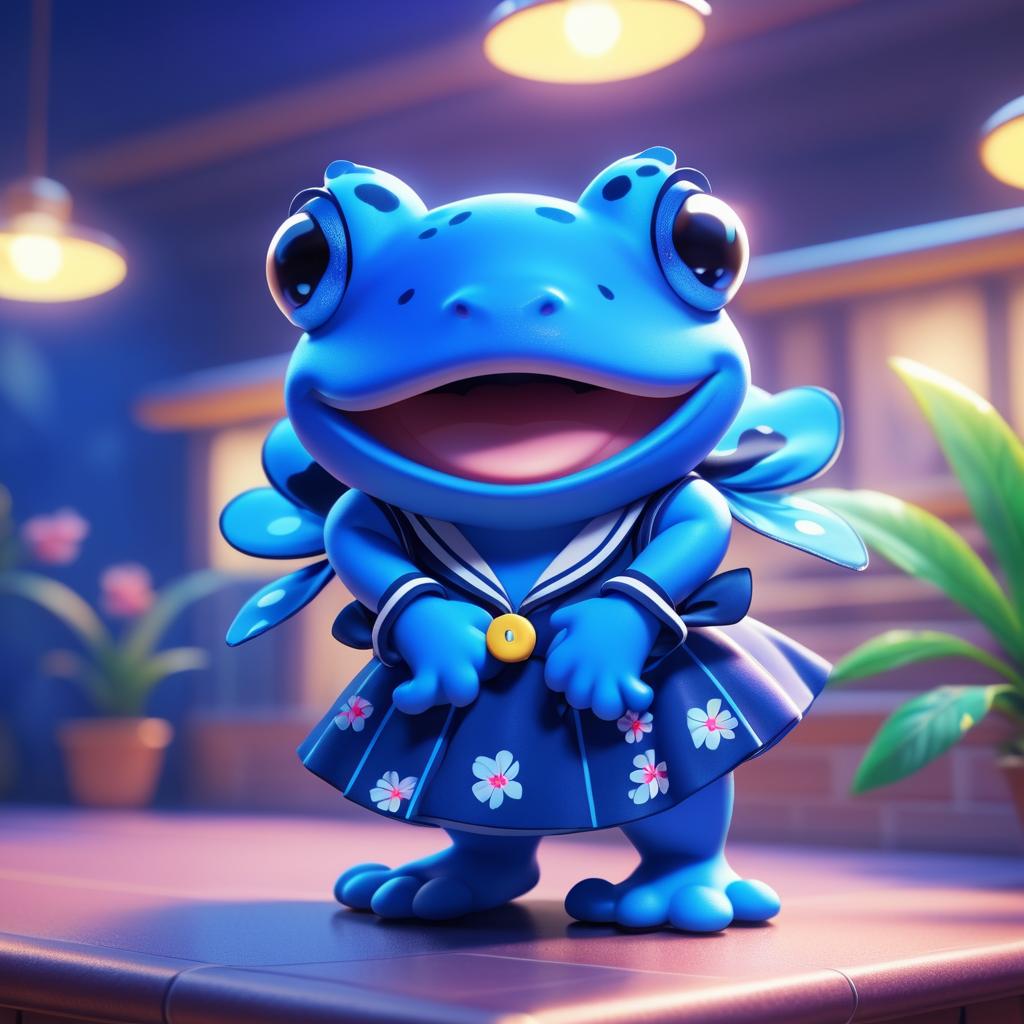 Charming Disney-Style Blue Poison Dart Frog