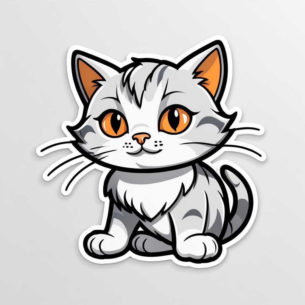 Playful Tabby Cat Die-Cut Sticker Design