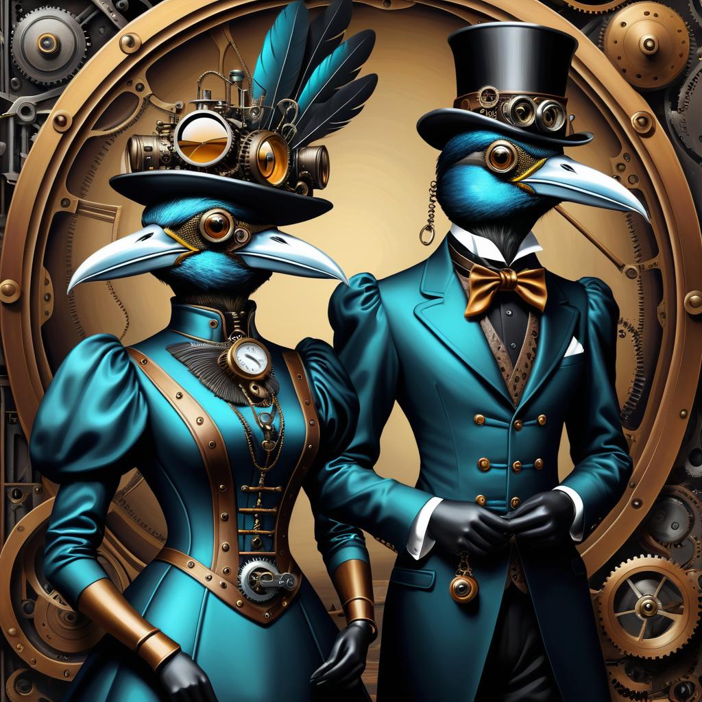 Mechanical Bird People in Steampunk Realism