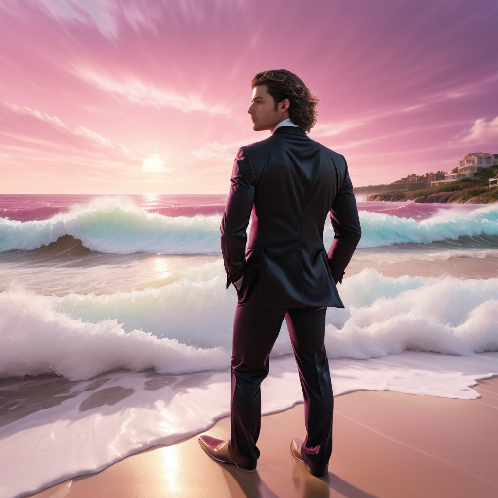 Young Man in Tuxedo by the Waves