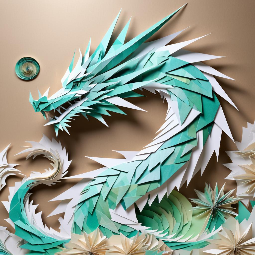 Intricate Origami Dragon Illustration