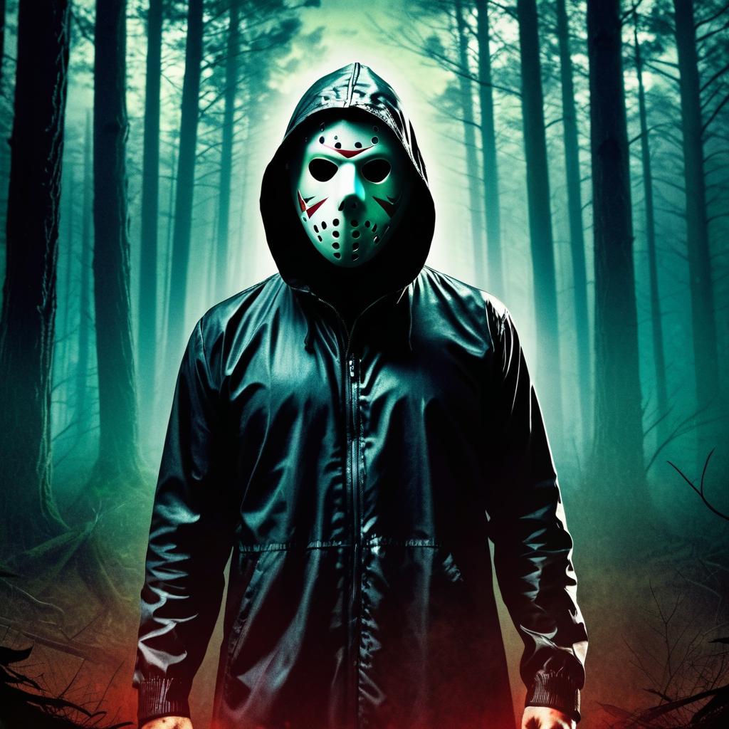 Chilling Horror Poster of Slasher in Forest