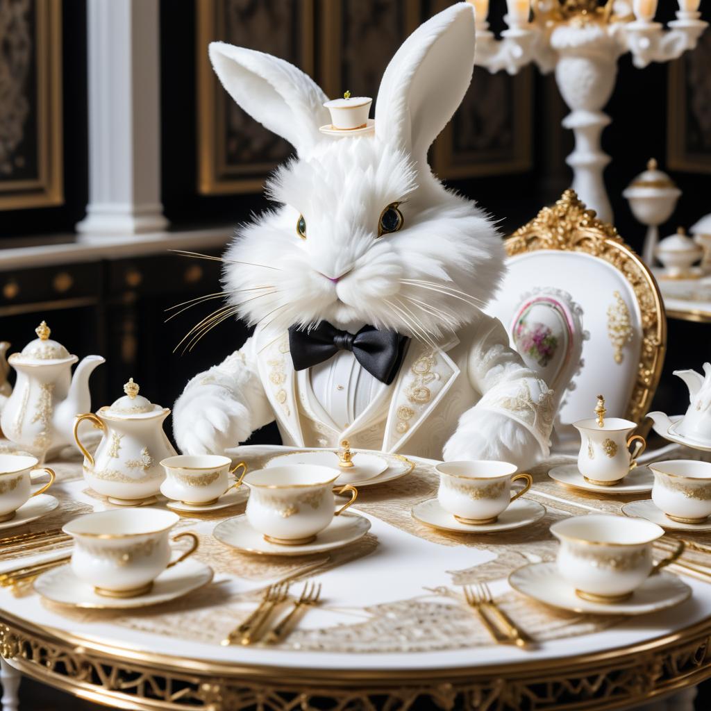 Whimsical Tuxedo Rabbit at Elegant Tea