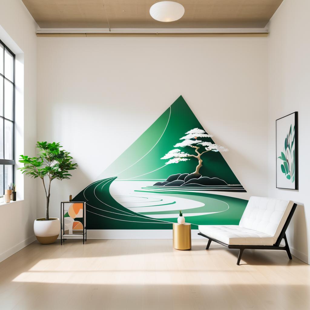 Minimalist Room with Striking Mural