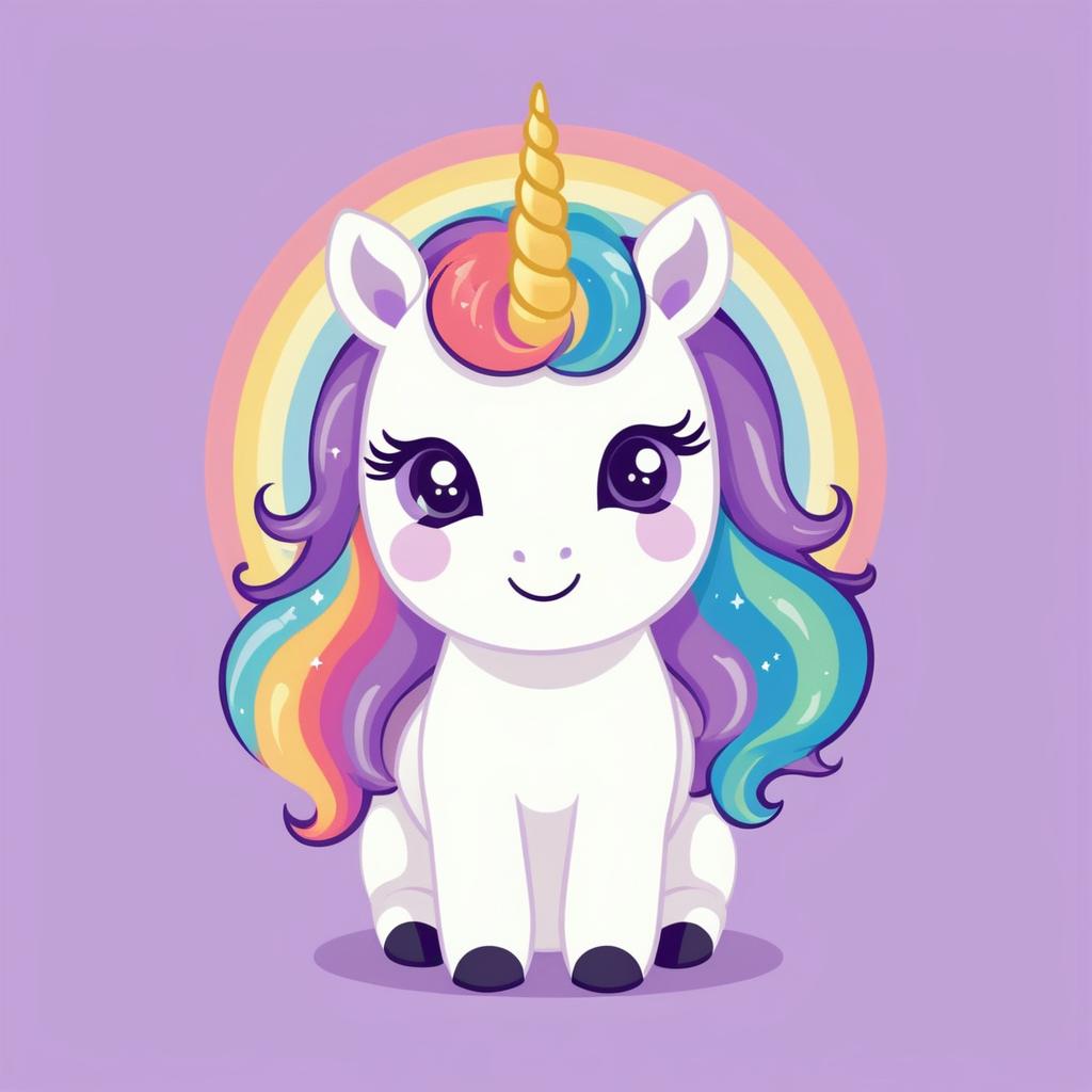 Minimalist Cute Unicorn with Rainbow Mane