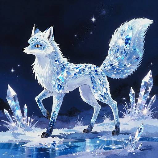 Crystalline Fae Fox in Magical Glade